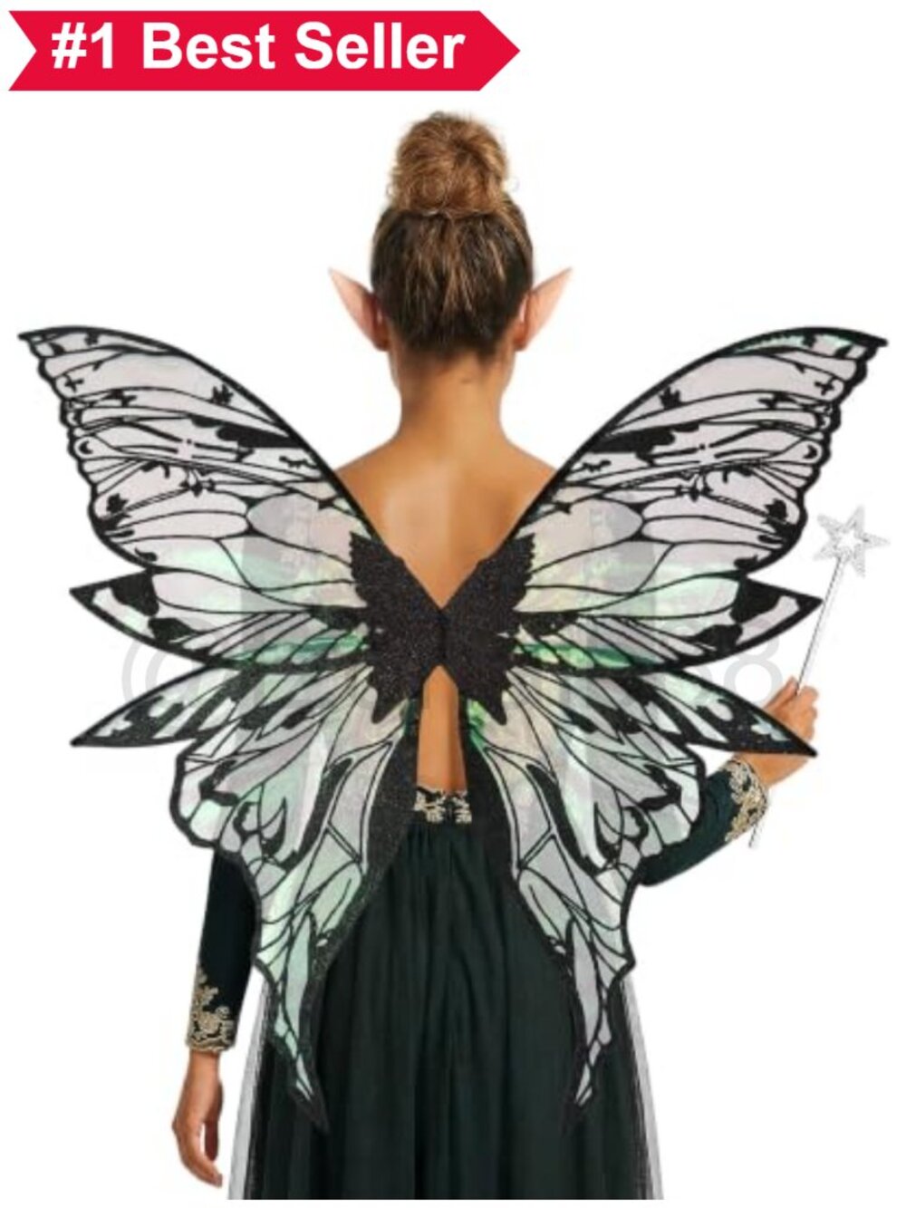 🎃 Fairy Wings Adult Butterfly Cosplay Organza Lace Gloves Costume Set